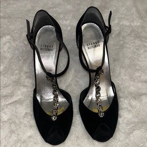 Stuart Weitzman Black Heels with Glittering Accents